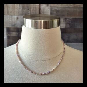 Gemstone necklace 19” Mexican Morado opal lepiodite rock quartz earth girl